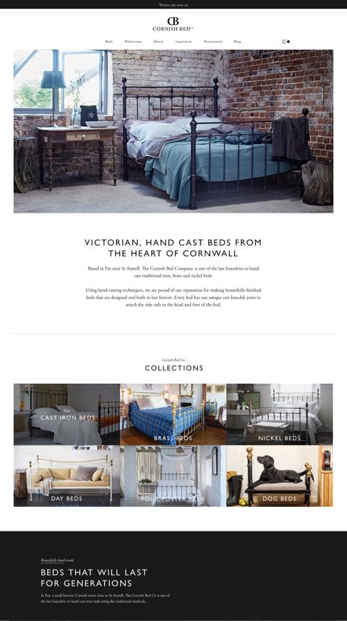 The Cornish Bed Company desktop screen 1 - LinedUp - Shopify e-commerce