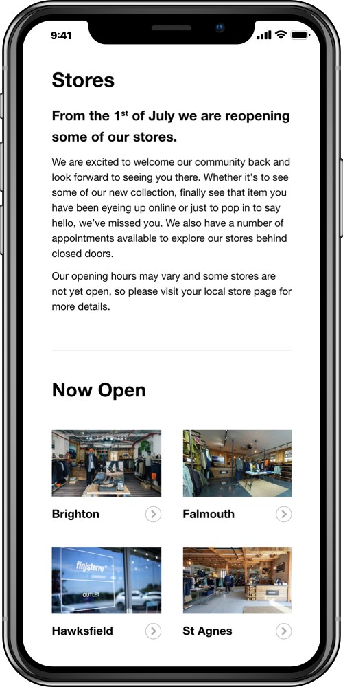 Finisterre mobile screen 3 - LinedUp - Shopify e-commerce
