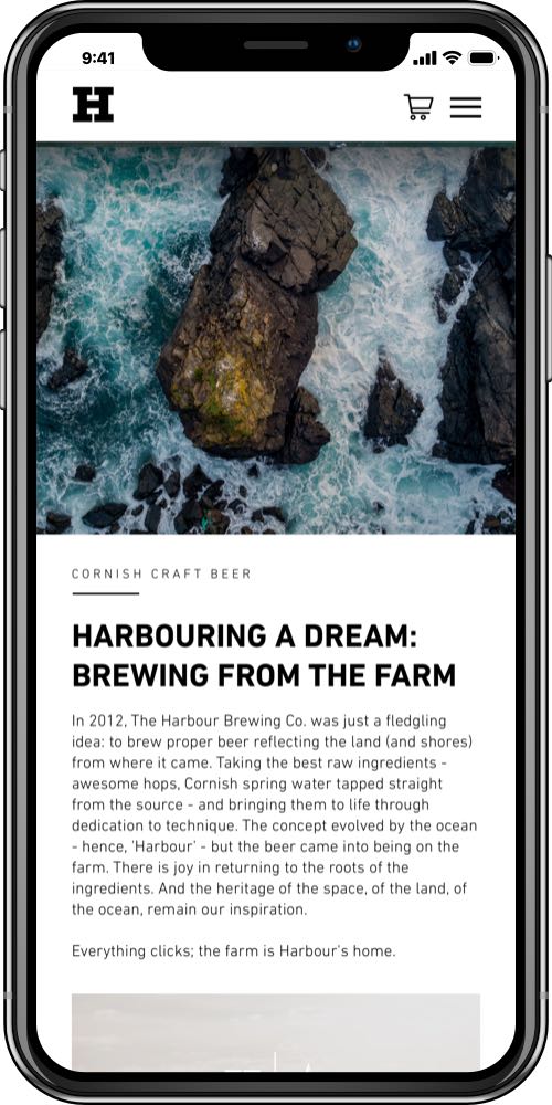 Harbour Brewing Co. mobile screen 1 - LinedUp - Shopify e-commerce