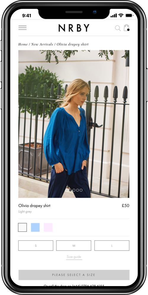 NRBY Clothing Company mobile screen 3 - LinedUp - Shopify e-commerce
