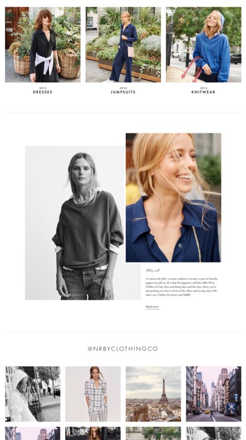 NRBY Clothing Company desktop screen 1 - LinedUp - Shopify e-commerce