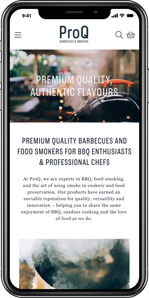 ProQ Smokers mobile screen 1 - LinedUp - Shopify e-commerce